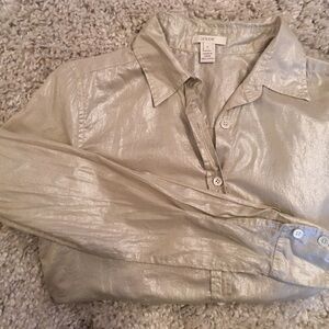 J.Crew Metallic Gold Button Down Shirt